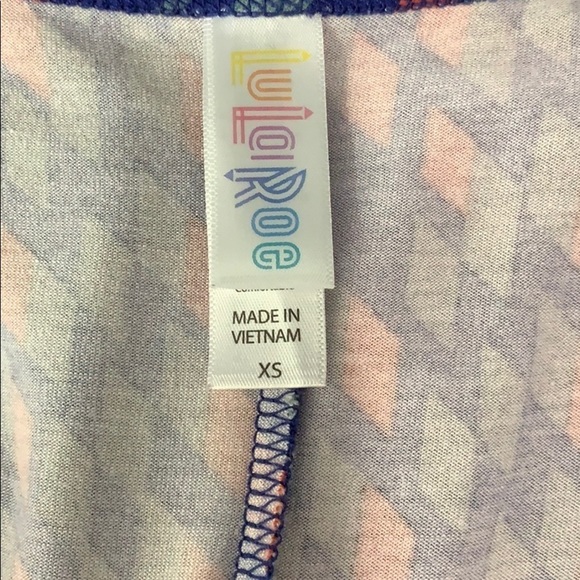 LuLaRoe Blue Geometric Print Tunic Top Extra Small - Picture 7 of 9